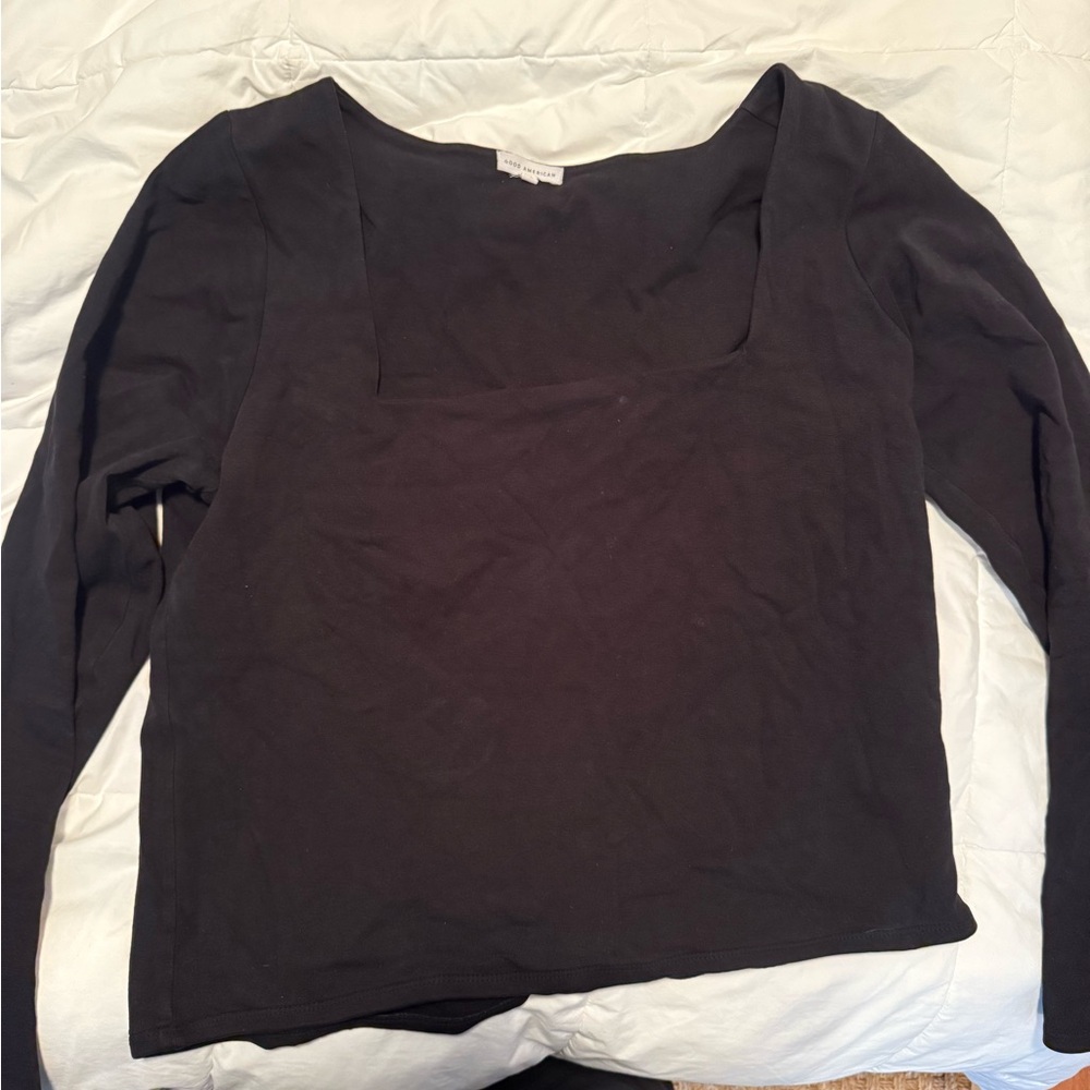 Good American Black Long Sleeve Top